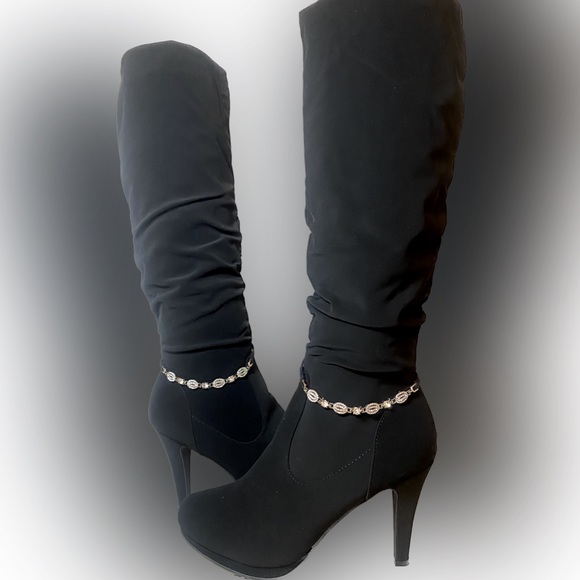 Dream Pairs Shoes - Dream Pairs Sexy Faux Suede Jeweled Ankle High Heel Boots